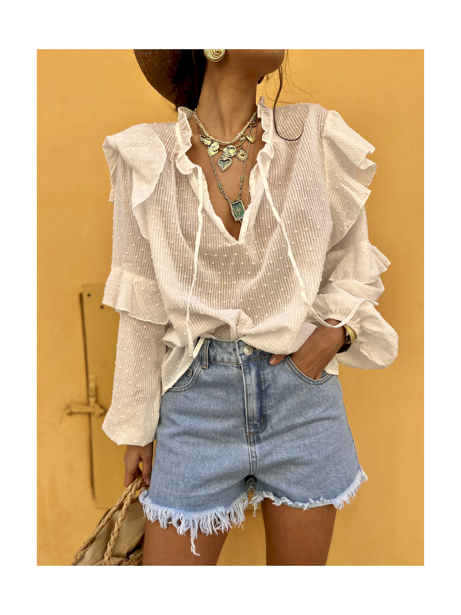 Short en jean effiloché