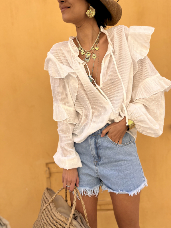 Short en jean effiloché