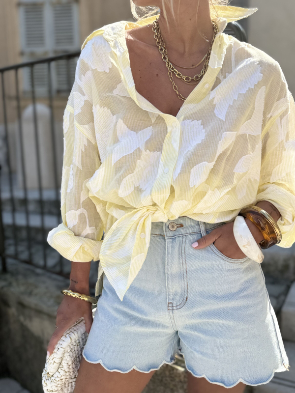 Short en jean coutures arrondies