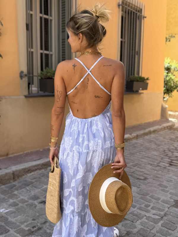 Robe JANE bleue texturée