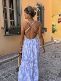 Robe JANE bleue texturée