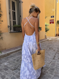 Robe JANE bleue texturée