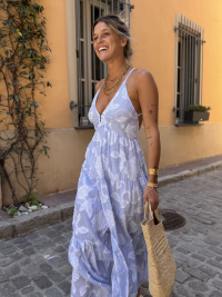Robe JANE bleue texturée