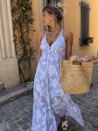 Robe JANE bleue texturée