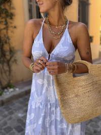 Robe JANE bleue texturée