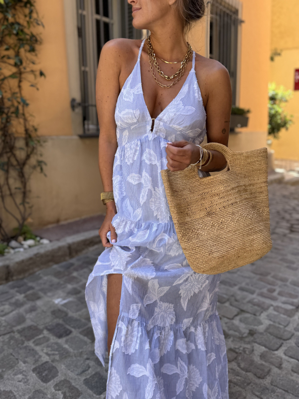 Robe JANE bleue texturée