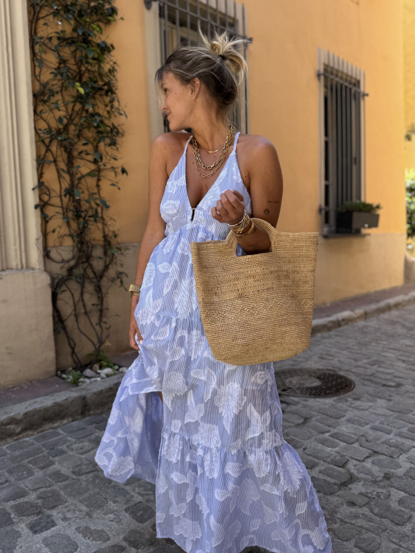 Robe JANE bleue texturée