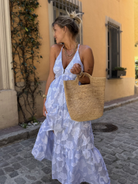 Robe JANE bleue texturée