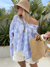 AMALFI textured blue shirt