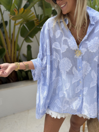 Chemise oversize AMALFI bleue texturée