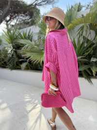 Chemise oversize AMALFI rayée rose