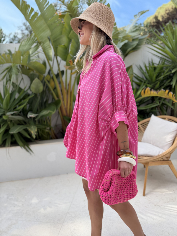 Chemise oversize AMALFI rayée rose