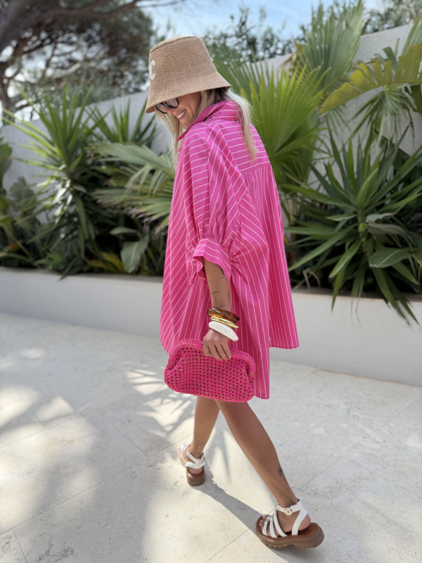 Chemise oversize AMALFI rayée rose