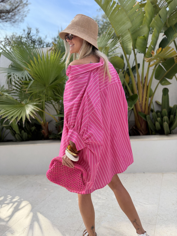 Chemise oversize AMALFI rayée rose