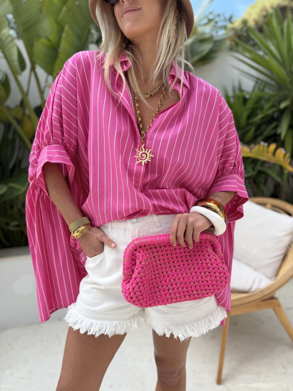 Chemise oversize AMALFI rayée rose