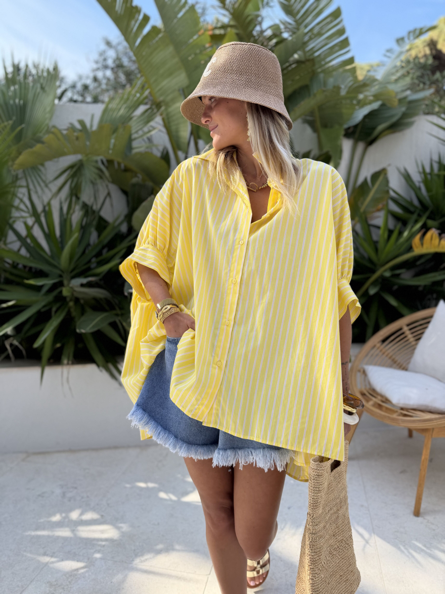 Chemise oversize AMALFI jaune à rayures