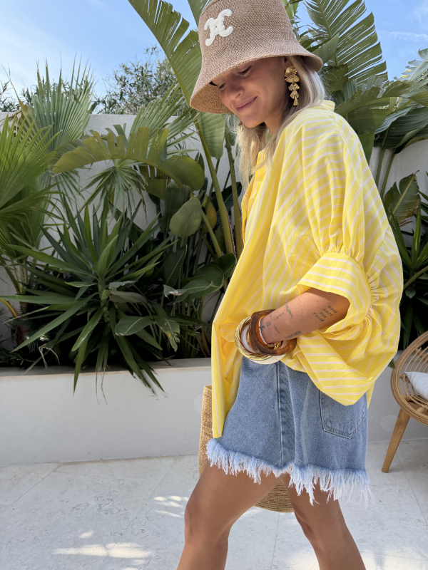 Chemise oversize AMALFI jaune à rayures