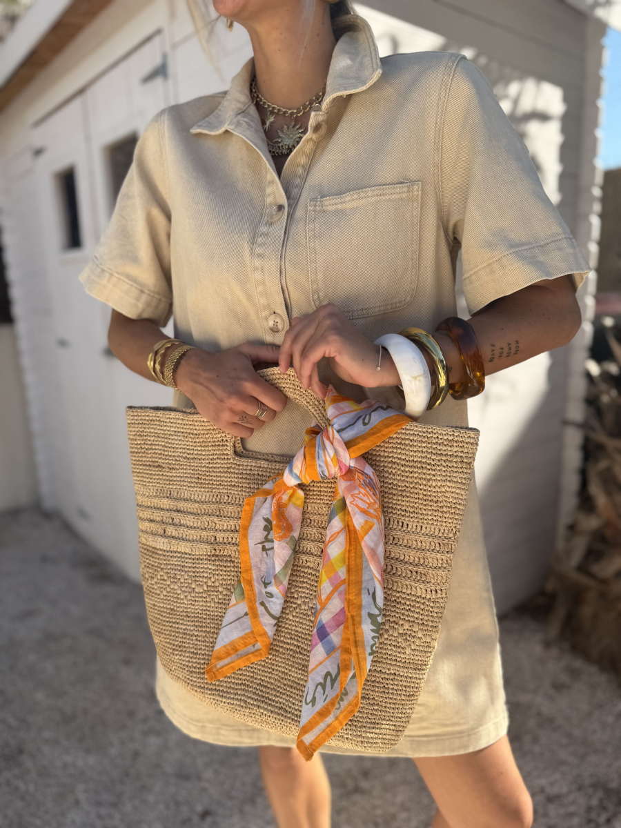 Orange patterned scarf