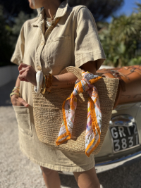 Orange patterned scarf