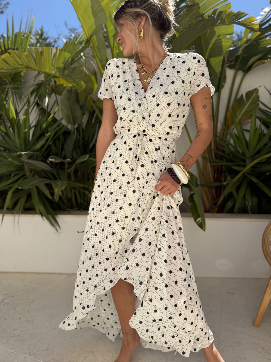 Robe cache cœur à pois