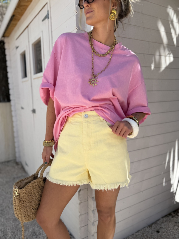 Short jaune effiloché