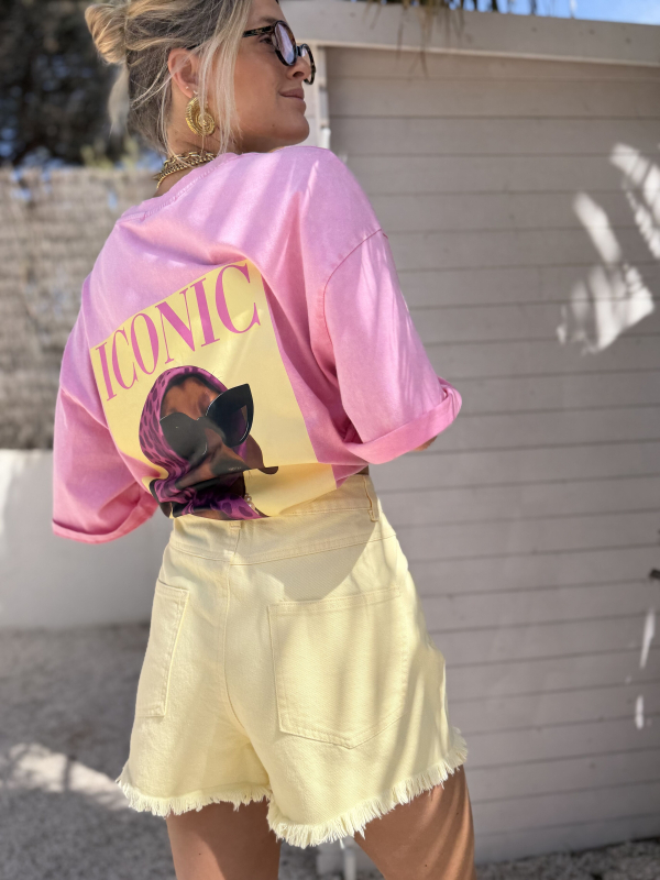 Frayed yellow shorts
