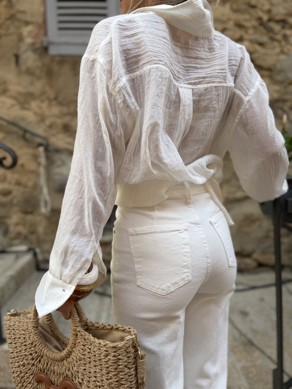 White openwork jeans