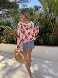 Embroidered denim shorts