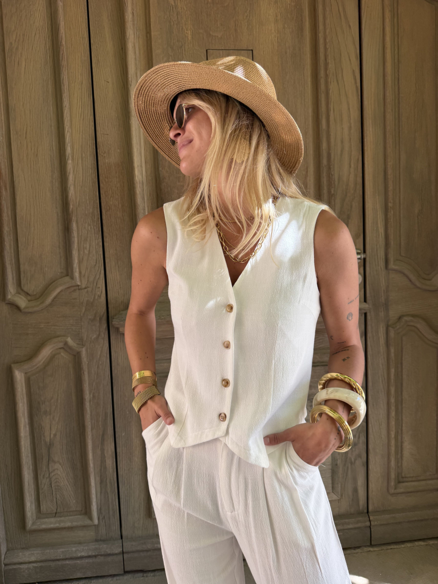 Ecru LINO waistcoat