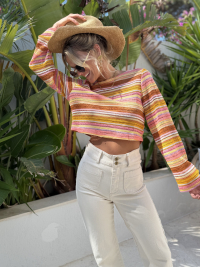Jean flare beige taille haute à poches