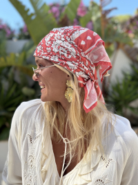 Red patterned scarf