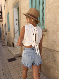 Short JIM broderie bleu