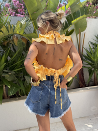 Dark blue denim shorts