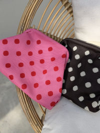 Pochette BUBBLE rose à pois rouges
