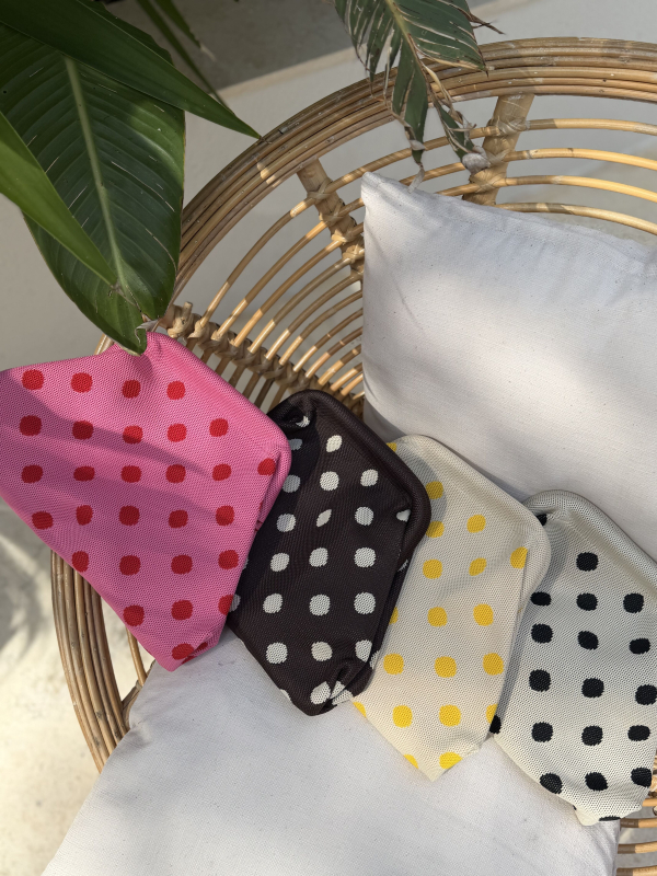 BUBBLE pink polka dot pouch