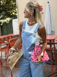 BUBBLE pink polka dot pouch