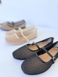 AMBER black rhinestone ballerinas