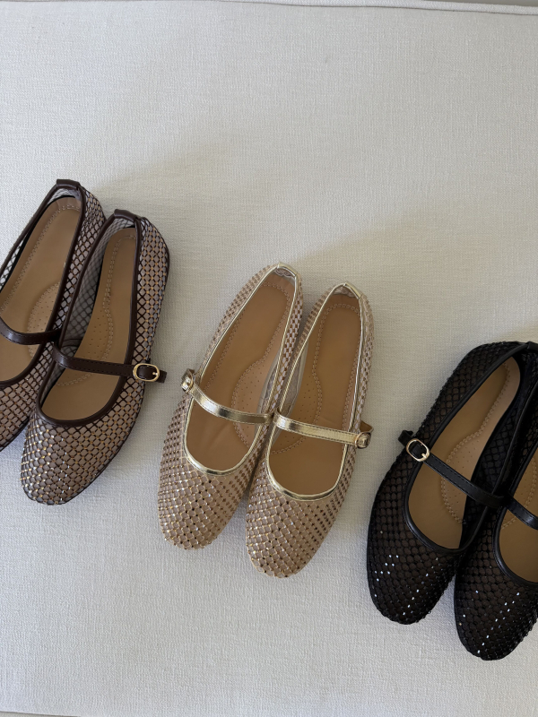 Ballerines AMBER noires à strass