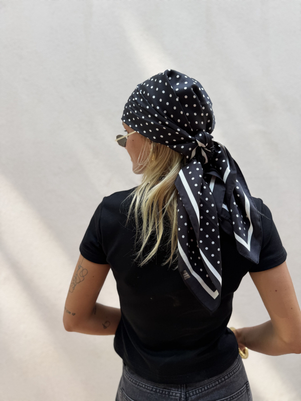 Foulard CLYDE noir à pois blanc