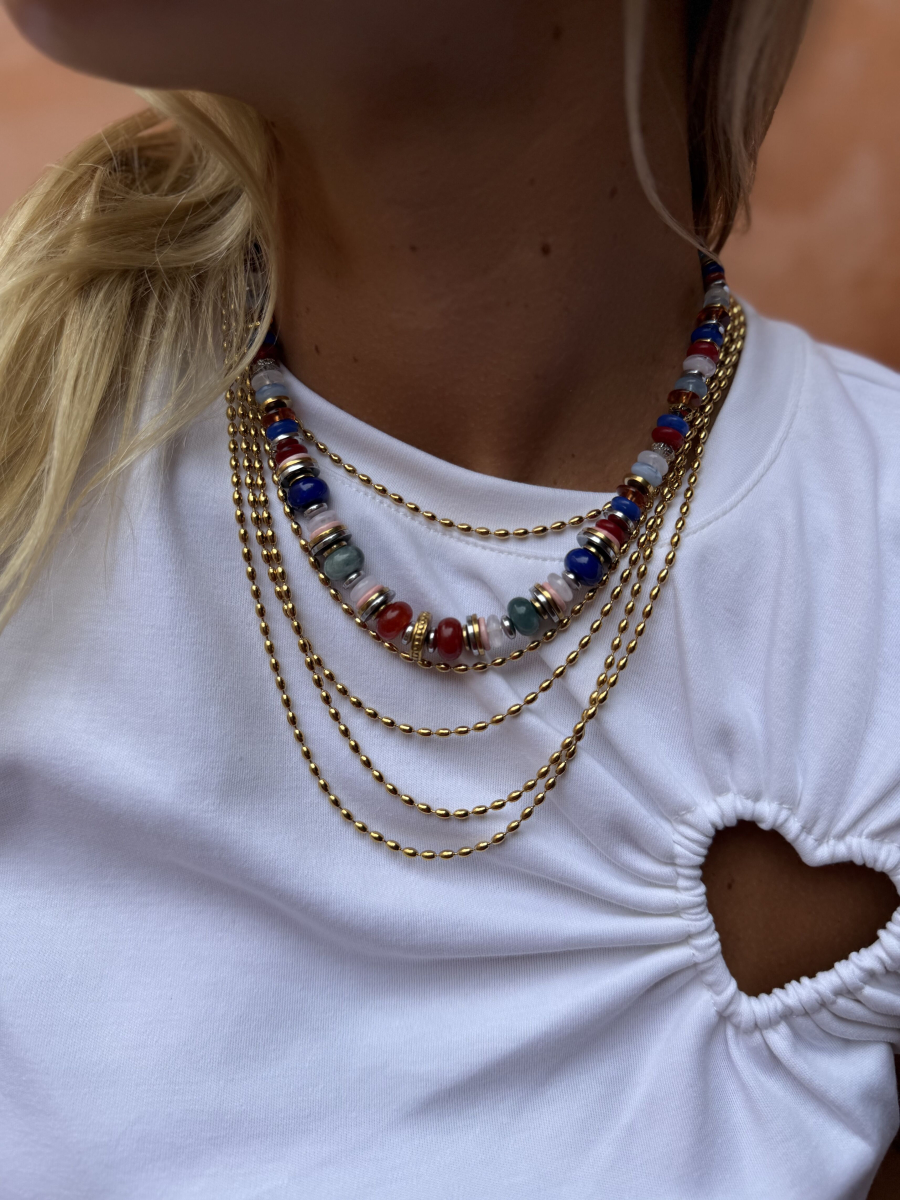 Collier multicolore perles rondes