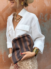 Pochette rayée chocolat