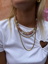 Collier perles roses