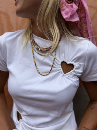 Collier perles roses