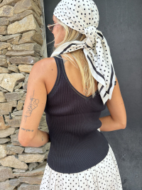 Foulard CLYDE écru à pois noir
