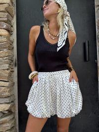 BOULE white shorts with black polka dots