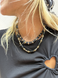 Collier noir perles rondes
