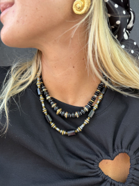 Collier noir perles rondes