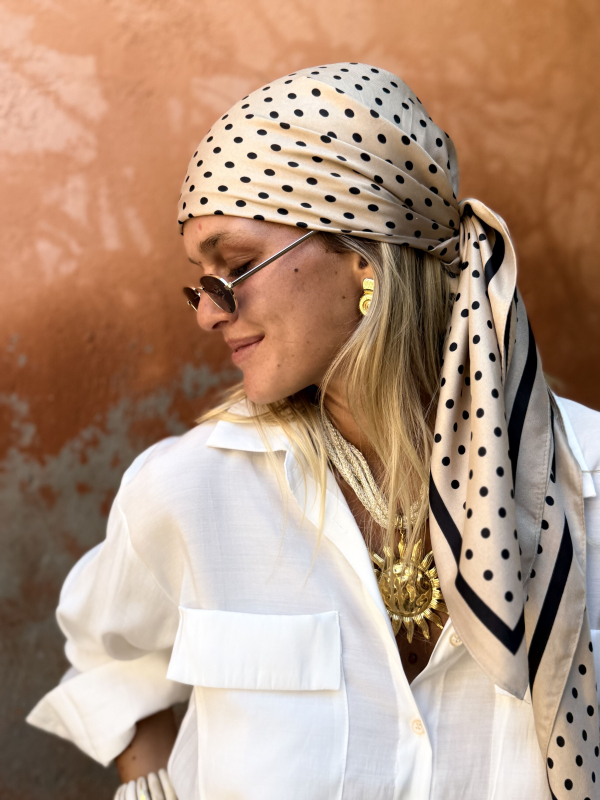 Foulard CLYDE camel à pois noir