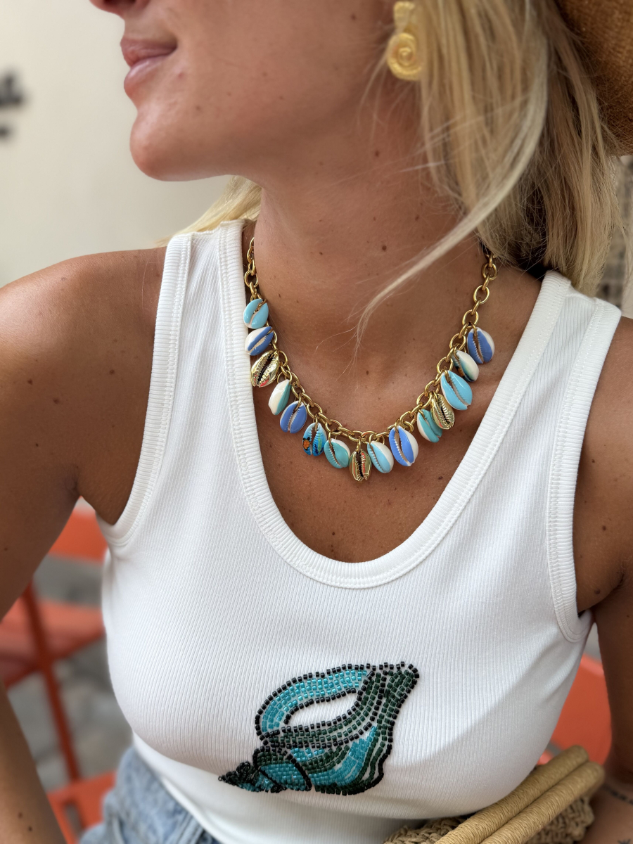 Collier coquillage turquoise