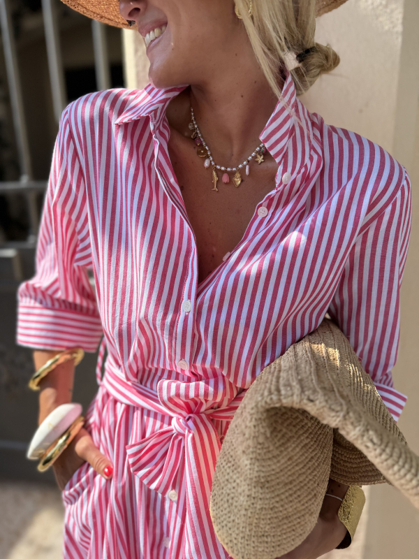 LOUANE red/pink striped dress